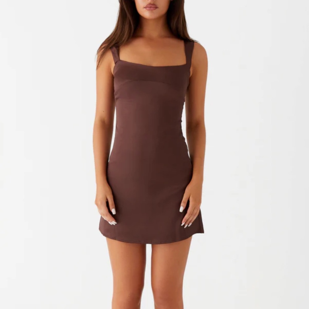 Peppermayo brown satin dress
